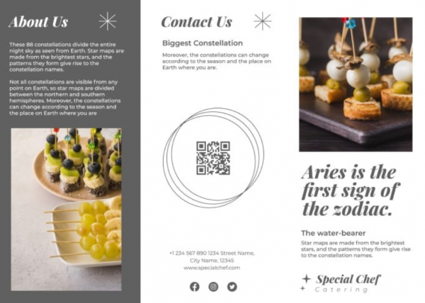 Desain brosur katering dengan font yang elegan